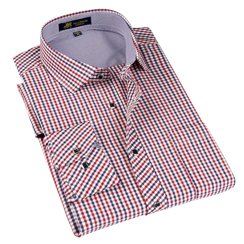 Men Classic Plaid Shirt Long Sleeve Dress Shirts - ExpoShirts.com