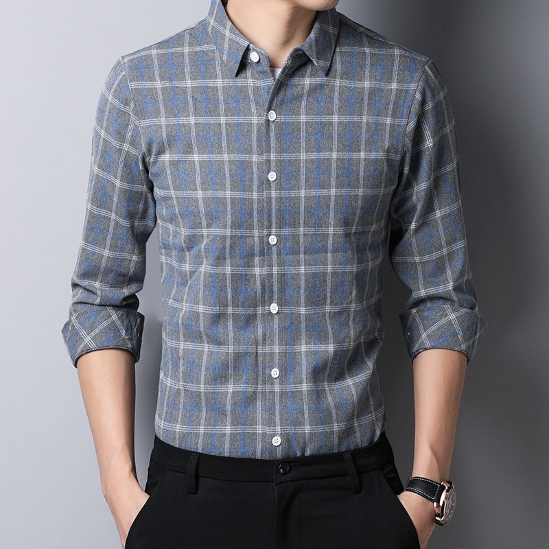 Men Plaid Shirt Long Sleeve - ExpoShirts.com